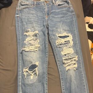 Wax Jean Women's Distressed Blue Boyfriend Jeans